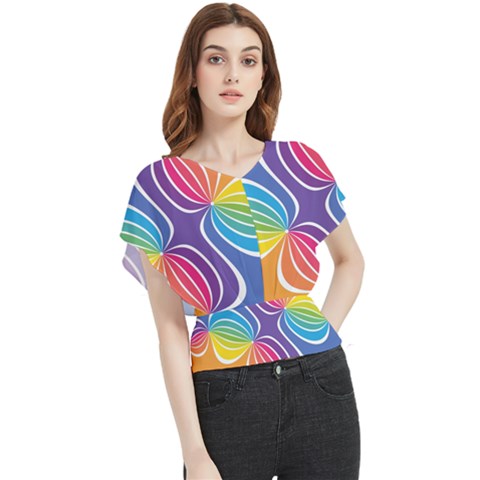 Illustration Abstract Background Pattern Rainbow Color Butterfly Chiffon Blouse by Wegoenart