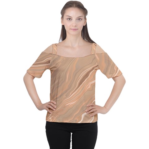 Abstract Marble Effect Earth Stone Texture Cutout Shoulder Tee by Wegoenart