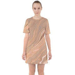 Abstract Marble Effect Earth Stone Texture Sixties Short Sleeve Mini Dress by Wegoenart