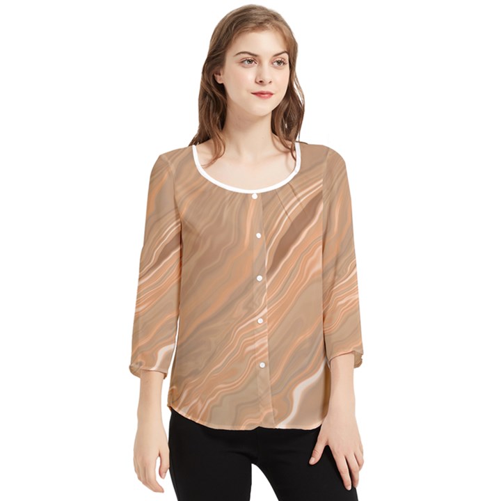 Abstract Marble Effect Earth Stone Texture Chiffon Quarter Sleeve Blouse