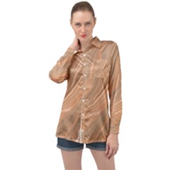 Abstract Marble Effect Earth Stone Texture Long Sleeve Satin Shirt