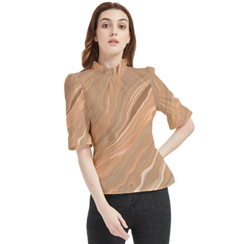 Abstract Marble Effect Earth Stone Texture Frill Neck Blouse by Wegoenart