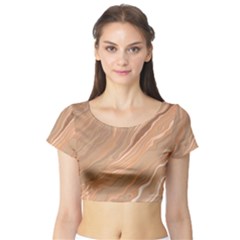 Abstract Marble Effect Earth Stone Texture Short Sleeve Crop Top by Wegoenart