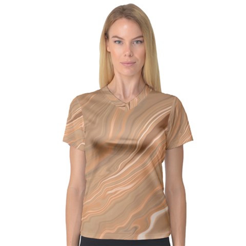 Abstract Marble Effect Earth Stone Texture V-neck Sport Mesh Tee by Wegoenart