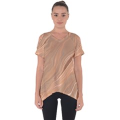 Abstract Marble Effect Earth Stone Texture Cut Out Side Drop Tee by Wegoenart