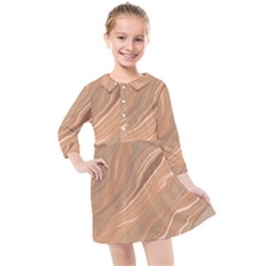 Abstract Marble Effect Earth Stone Texture Kids  Quarter Sleeve Shirt Dress by Wegoenart