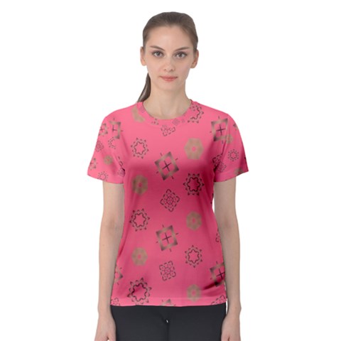 Pink Art Pattern Design Geometric Women s Sport Mesh Tee by Wegoenart