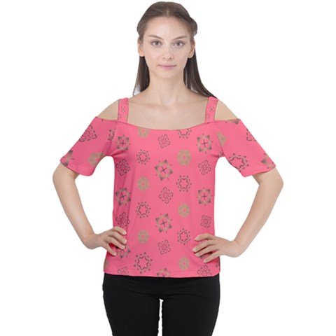 Pink Art Pattern Design Geometric Cutout Shoulder Tee by Wegoenart