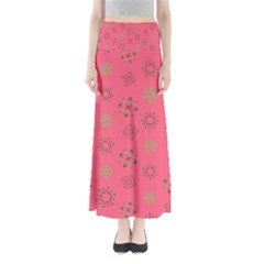 Pink Art Pattern Design Geometric Full Length Maxi Skirt by Wegoenart