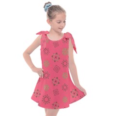 Pink Art Pattern Design Geometric Kids  Tie Up Tunic Dress by Wegoenart