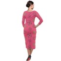 Pink Art Pattern Design Geometric Quarter Sleeve Midi Velour Bodycon Dress View2