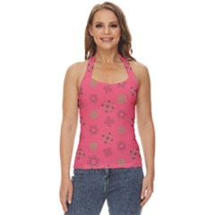 Pink Art Pattern Design Geometric Basic Halter Top