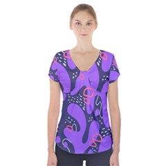 Abstract Background Shape Shapes Short Sleeve Front Detail Top by Wegoenart