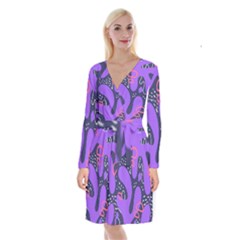 Abstract Background Shape Shapes Long Sleeve Velvet Front Wrap Dress by Wegoenart