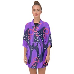 Abstract Background Shape Shapes Half Sleeve Chiffon Kimono by Wegoenart