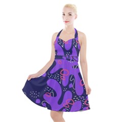 Abstract Background Shape Shapes Halter Party Swing Dress  by Wegoenart