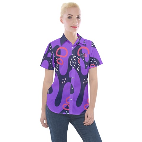 Abstract Background Shape Shapes Women s Short Sleeve Pocket Shirt by Wegoenart