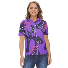 Abstract Background Shape Shapes Women s Short Sleeve Double Pocket Shirt