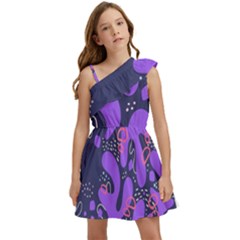 Abstract Background Shape Shapes Kids  One Shoulder Party Dress