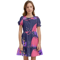 Illustration Abstract Background Shape Kids  Puff Sleeved Dress