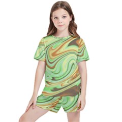 Art Background Abstract Pattern Texture Kids  Tee And Sports Shorts Set by Wegoenart