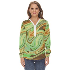 Art Background Abstract Pattern Texture Zip Up Long Sleeve Blouse