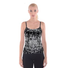 Black White Background Burnout Template Doodle Spaghetti Strap Top by Wegoenart