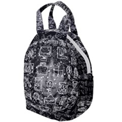 Black White Background Burnout Template Doodle Travel Backpacks by Wegoenart