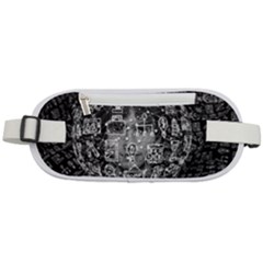 Black White Background Burnout Template Doodle Rounded Waist Pouch by Wegoenart