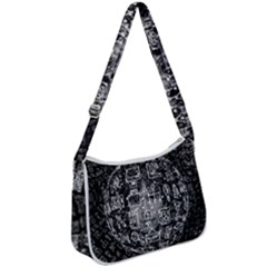 Black White Background Burnout Template Doodle Zip Up Shoulder Bag by Wegoenart