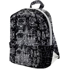 Black White Background Burnout Template Doodle Zip Up Backpack by Wegoenart