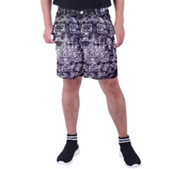 Black White Background Burnout Template Doodle Men s Pocket Shorts