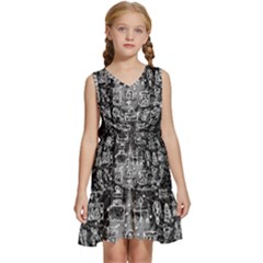 Black White Background Burnout Template Doodle Kids  Sleeveless Tiered Mini Dress