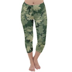 Green Leaves Camouflage Pattern Capri Winter Leggings  by Wegoenart