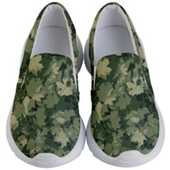 Green Leaves Camouflage Pattern Kids Lightweight Slip Ons by Wegoenart