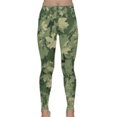 Green Leaves Camouflage Pattern Lightweight Velour Classic Yoga Leggings by Wegoenart