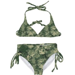 Green Leaves Camouflage Pattern Kids  Classic Bikini Set by Wegoenart