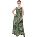 Green Leaves Camouflage Pattern Empire Waist Velour Maxi Dress View1