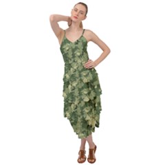 Green Leaves Camouflage Pattern Layered Bottom Dress by Wegoenart