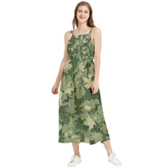 Green Leaves Camouflage Pattern Boho Sleeveless Summer Dress by Wegoenart