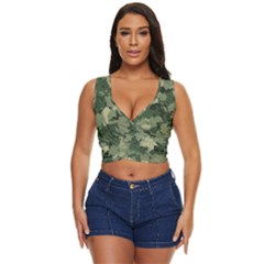 Green Leaves Camouflage Pattern Women s Sleeveless Wrap Top by Wegoenart