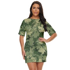 Green Leaves Camouflage Pattern Just Threw It On Dress by Wegoenart