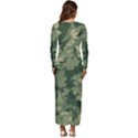 Green Leaves Camouflage Pattern Long Sleeve Velour Longline Maxi Dress View4