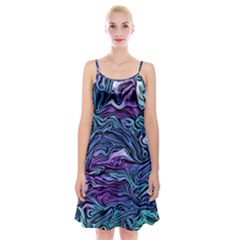 Illustration Abstract Waves Background Texture Spaghetti Strap Velvet Dress by Wegoenart