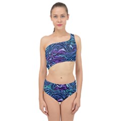 Illustration Abstract Waves Background Texture Spliced Up Two Piece Swimsuit by Wegoenart