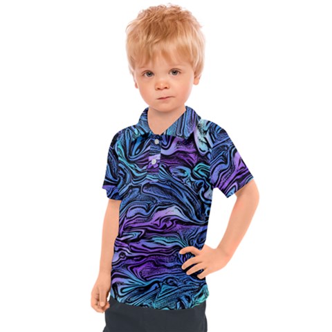 Illustration Abstract Waves Background Texture Kids  Polo Tee by Wegoenart