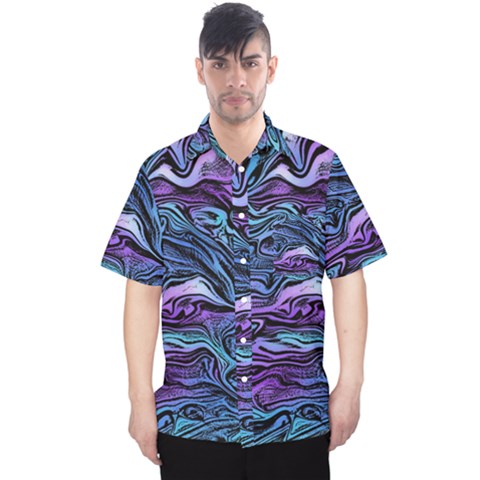 Illustration Abstract Waves Background Texture Men s Hawaii Shirt by Wegoenart