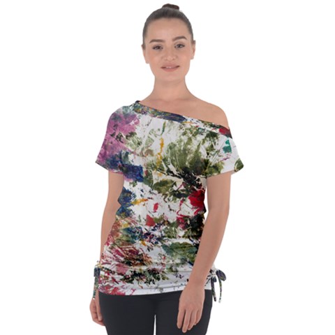 Art Creativity Painting Abstract Off Shoulder Tie-up Tee by Wegoenart