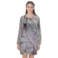 Art Illustration Abstract Background Watercolor Long Sleeve Chiffon Shift Dress  by Wegoenart