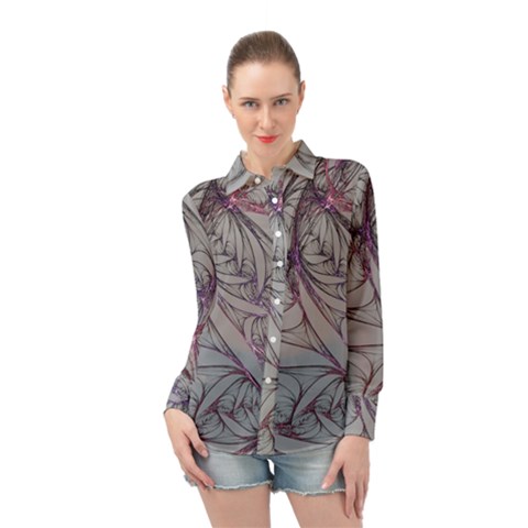 Art Illustration Abstract Background Watercolor Long Sleeve Chiffon Shirt by Wegoenart